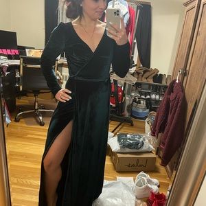 Baltic Born - Long Sleeve Velvet Wrap Dress